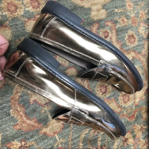 Cole Haan Shiny Gold Loafers - Picture 5 of 8